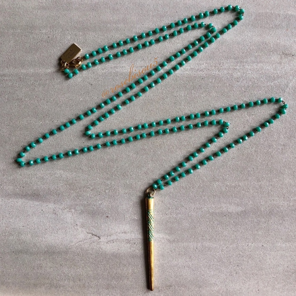 {✨E+L🌙} 14K Gold Boho Pendant + Glass Bead Chain - Picture 7 of 8